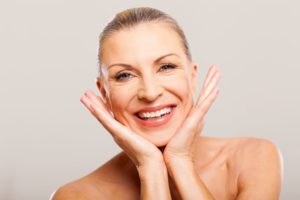 woman smiling showing straight teeth